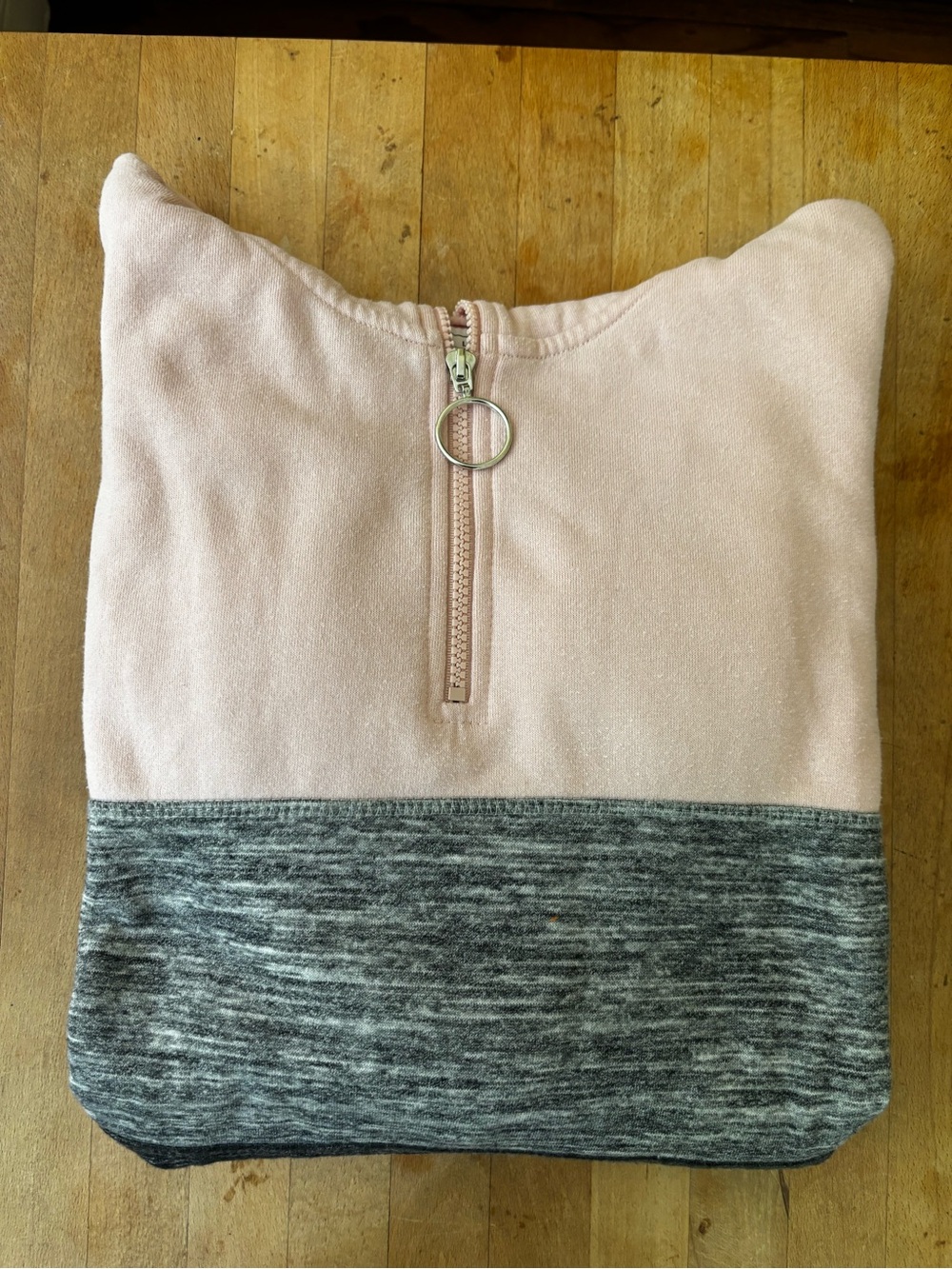 Reflex Color Block Quarter-Zip Hoodie Sweatshirt Pink Gray Women’s Medium